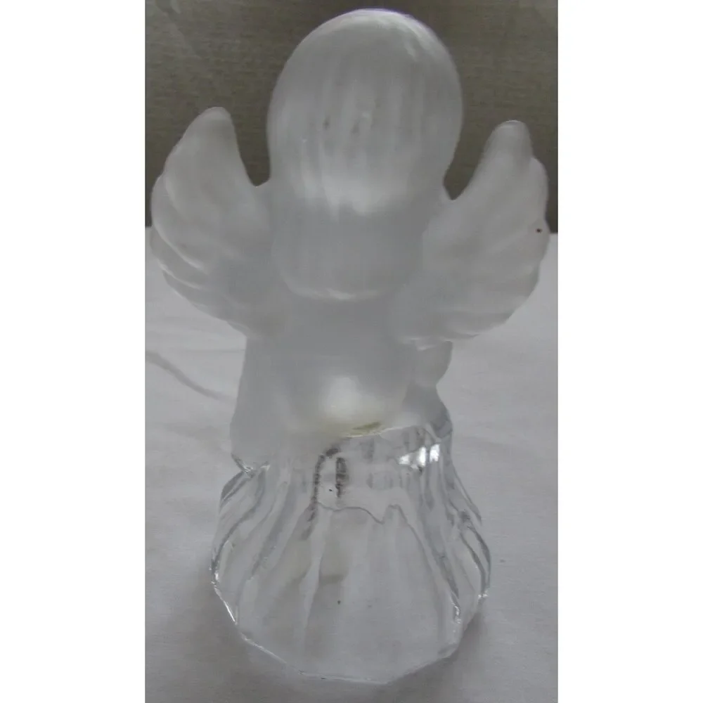 Frosted Angel bell clear glass church Christmas